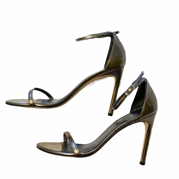 Stuart Weitzman Metallic Nudistsong Heel Sandals Size 8 - Picture 4 of 11